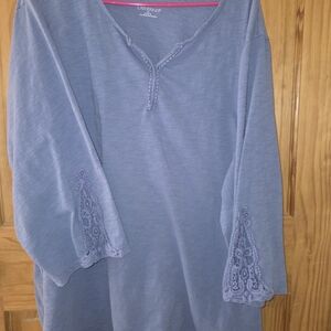 Catherines Blue Blouse with Lace Detail